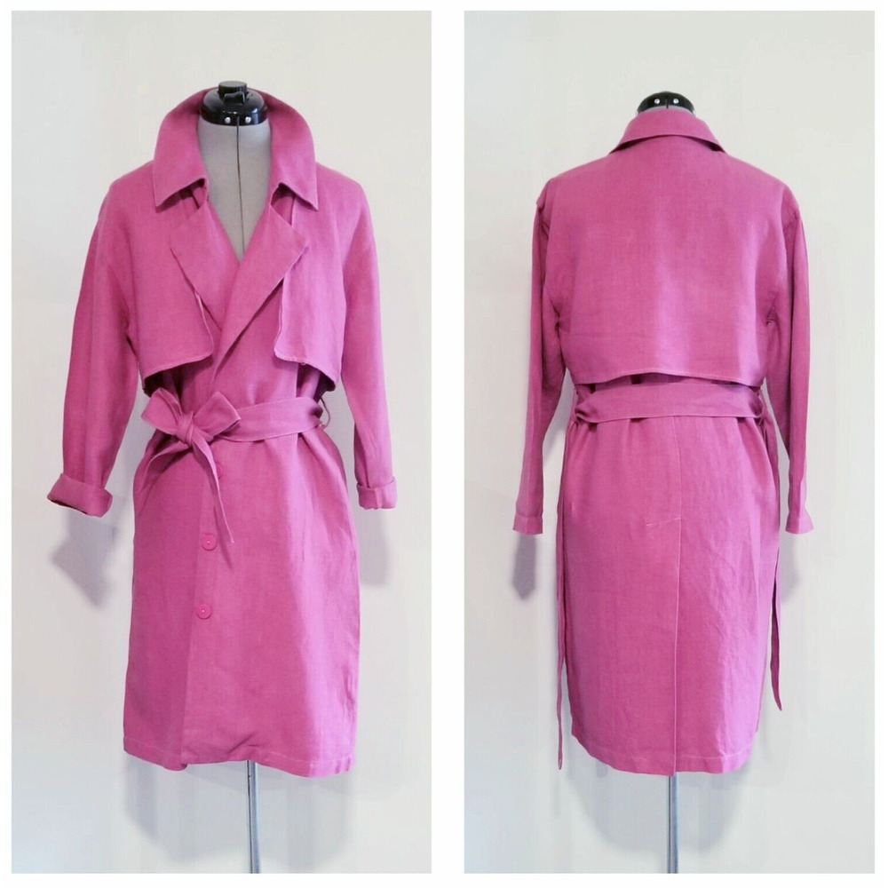 ILANA KOHN "perfect dress up-down" linen trench garmentory pocket jacket $465 S - Picture 3 of 12